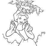 Snow White, Snow White And Her Floral Crown Coloring Page: Snow White and Her Floral Crown Coloring Page