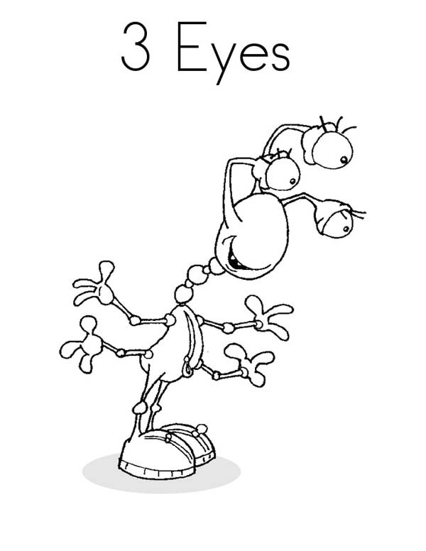 Monsters, : 3 Eyes Monster Coloring Page