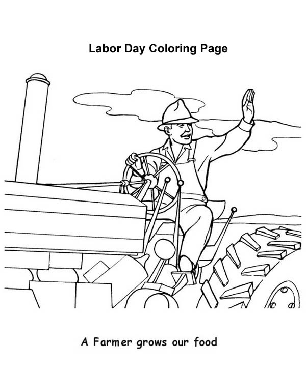Labor Day, : A Farmer Grows Out Food in Labor Day Coloring Page