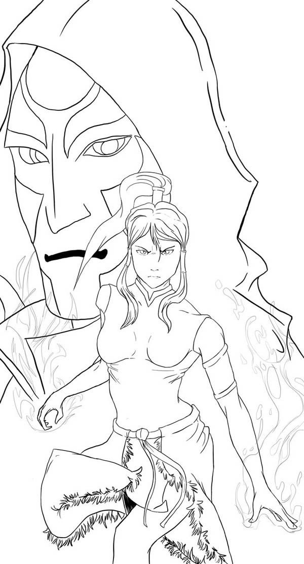 The Legend of Korra, : Avatar Korra and the Equalist Leader Amon Coloring Page
