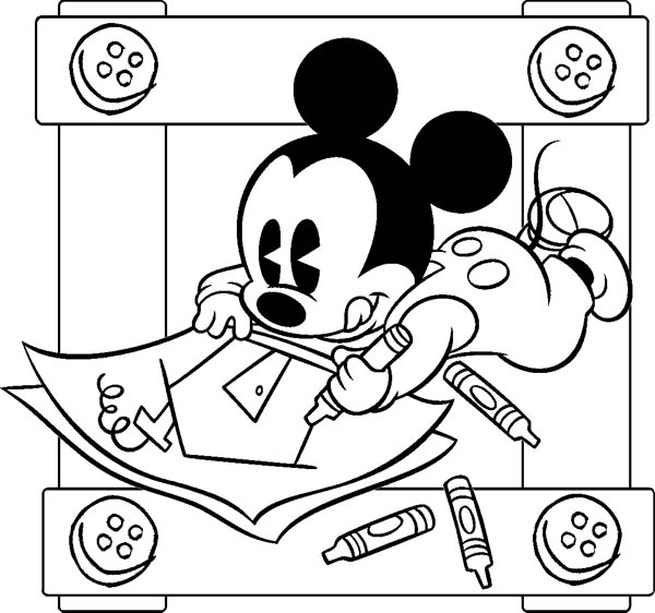 Mickey Mouse, : Baby Mickey Mouse Drawing Coloring Page