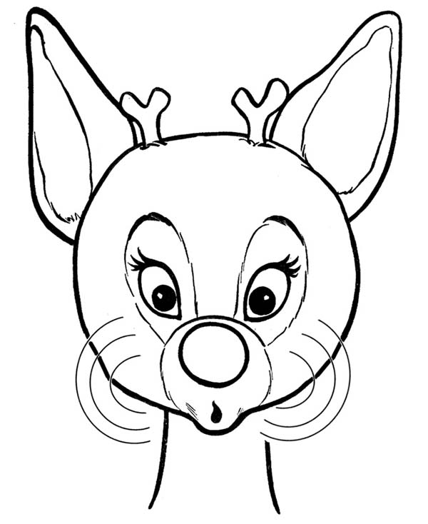 Rudolph, : Beautiful Red Nose of Rudolph the Reindeer Coloring Page