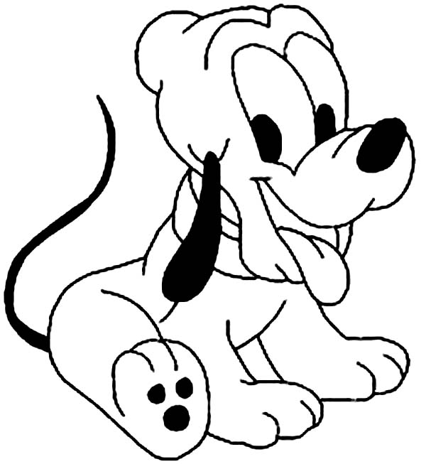 Pluto, : Cute Little Pluto Coloring Page