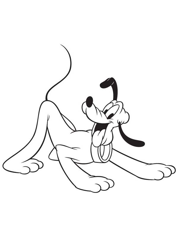 Pluto, : Disney Pluto the Dog Wants to Play Coloring Page