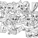 Monster High, Draculaura And Friends Hang Out Together In Monster High Coloring Page: Draculaura and Friends Hang Out Together in Monster High Coloring Page