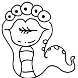 Monsters, Five Eyed Snake Monster Coloring Page: Five Eyed Snake Monster Coloring Page