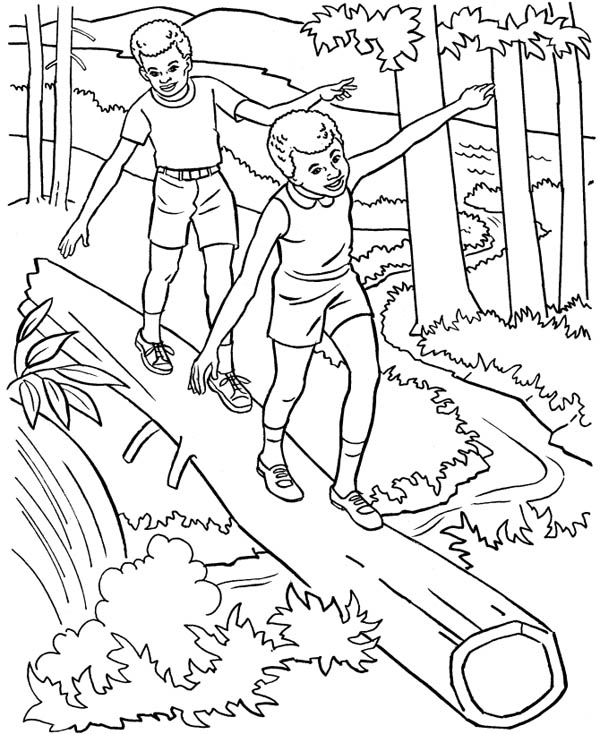 Nature, : Forest Adventure of Nature with Friends Coloring Page