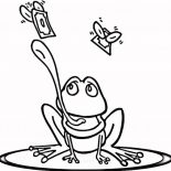 Lily Pad, Frog On Lily Pad Catching Insect Coloring Page: Frog on Lily Pad Catching Insect Coloring Page