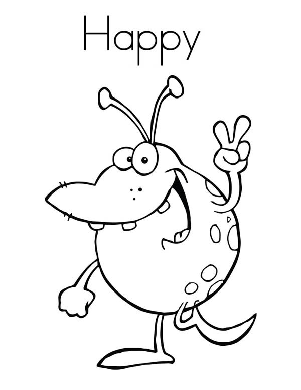 Monsters, : Happy Monster Coloring Page