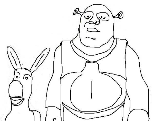 Shrek, : How to Draw Shrek and Donkey Coloring Page