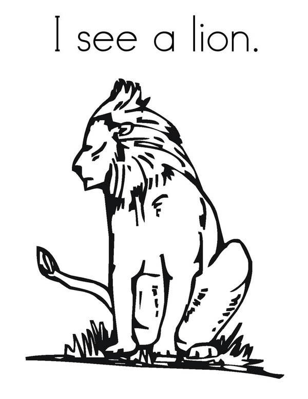Lion, : I See a Lion Coloring Page