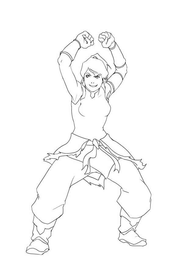 The Legend of Korra, : Korra Fighting Style Coloring Page
