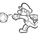 Mario Brothers, Mario Awesome Weapon Fire Ball In Mario Brothers Coloring Page: Mario Awesome Weapon Fire Ball in Mario Brothers Coloring Page