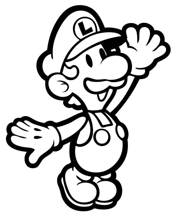 Mario Brothers, : Mario Little Brother Luigi in Mario Brothers Coloring Page