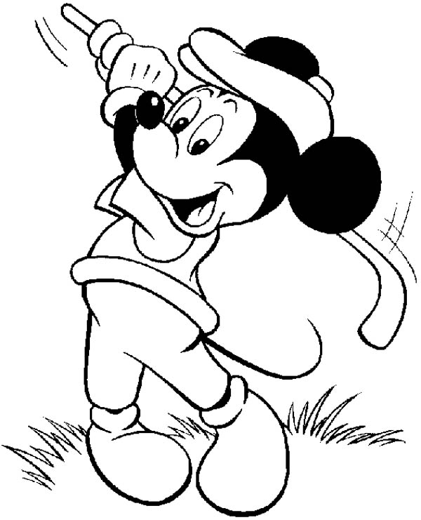 Mickey Mouse, : Mickey Mouse Playing Golf Coloring Page