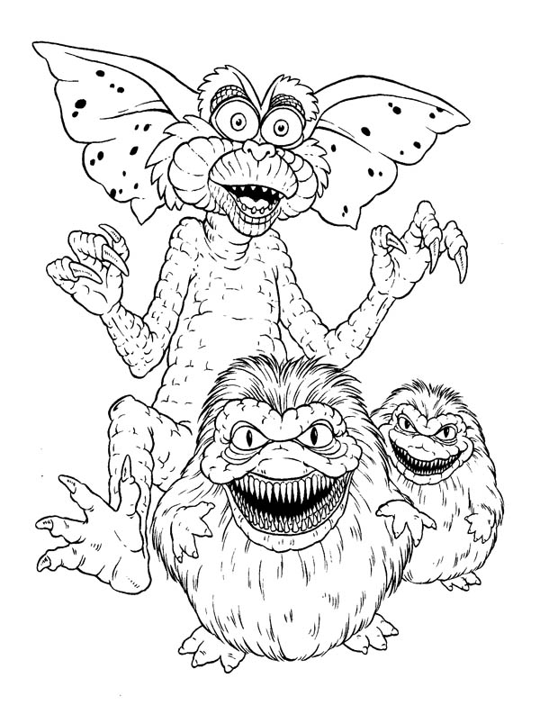 Monsters, : Monster Gremlins Coloring Page