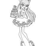 Monster High, Monster High Character Bring Birthday Cake Coloring Page: Monster High Character Bring Birthday Cake Coloring Page