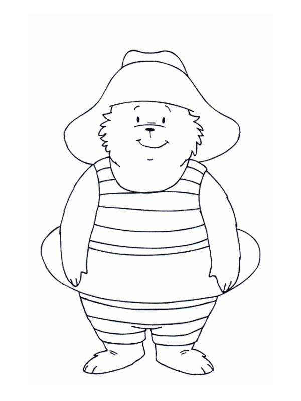 Paddington Bear, : Paddington Bear Would Like to Swim Coloring Page