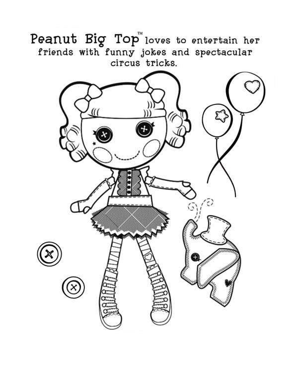 Lalaloopsy, : Peabut Big Top Loves to Entertain Her Friends with Funny Jokes and Spectacular Circus Tricks Lalaloopsy Coloring Page