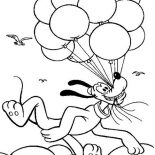 Pluto, Pluto Flying With A Lot Of Balloons Coloring Page: Pluto Flying with a Lot of Balloons Coloring Page