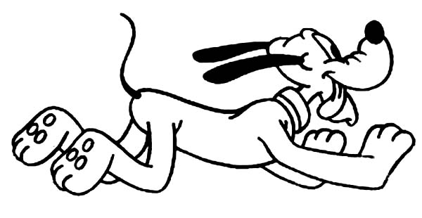 Pluto, : Pluto Running Fast Coloring Page