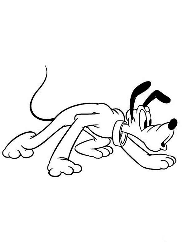 Pluto, : Pluto Sneaking Around Coloring Page