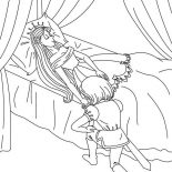 Sleeping Beauty, Prince Kneeling Before Princess Aurora In Sleeping Beauty Coloring Page: Prince Kneeling Before Princess Aurora in Sleeping Beauty Coloring Page