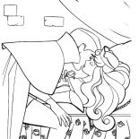 Sleeping Beauty, Prince Phillip Waking Up Princess Aurora By Kissing Her In Sleeping Beauty Coloring Page: Prince Phillip Waking Up Princess Aurora by Kissing Her in Sleeping Beauty Coloring Page
