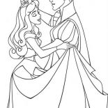 Sleeping Beauty, Princess Aurora Dance With Prince Phillip In Sleeping Beauty Coloring Page: Princess Aurora Dance with Prince Phillip in Sleeping Beauty Coloring Page