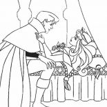 Sleeping Beauty, Princess Aurora Is Happy Prince Phillip Save Her In Sleeping Beauty Coloring Page: Princess Aurora is Happy Prince Phillip Save Her in Sleeping Beauty Coloring Page