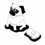 Pug, Pug Want To Eat A Toast Coloring Page: Pug Want to Eat a Toast Coloring Page