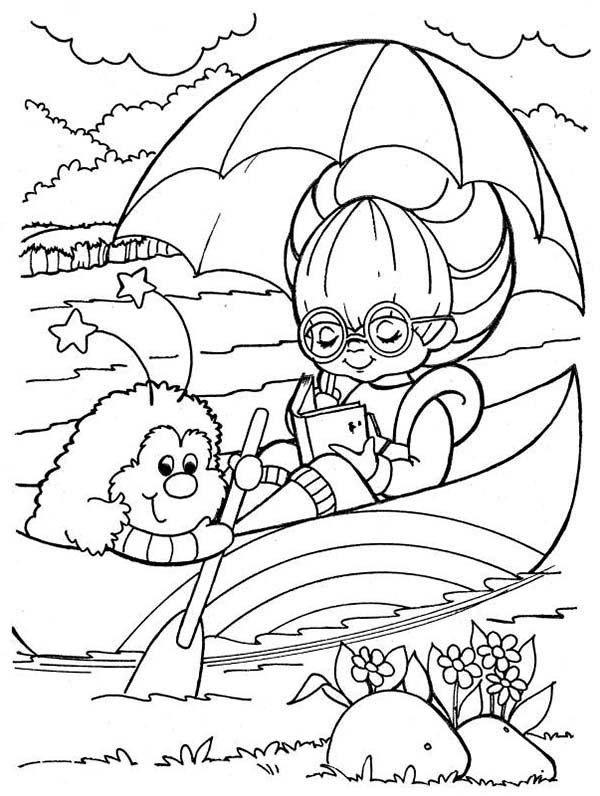Rainbow Brite, : Rainbow Brite Reading Book on Canoe with Twink Coloring Page