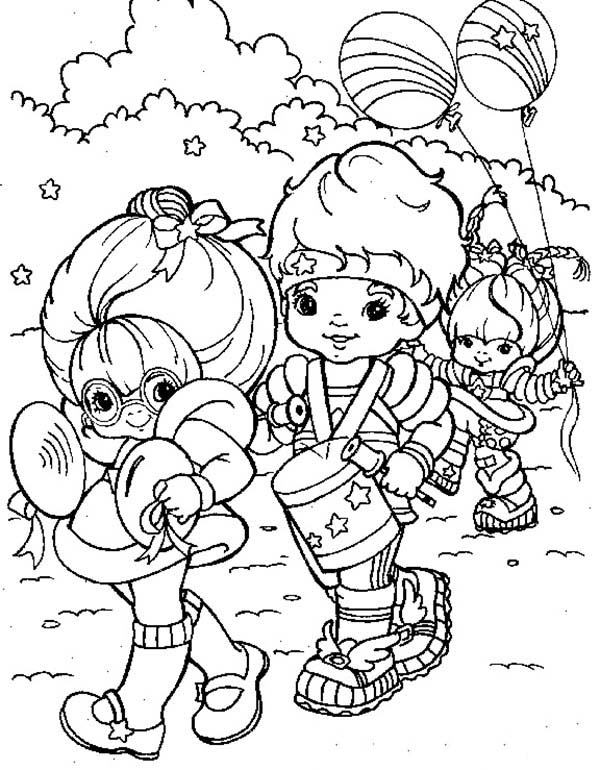 Rainbow Brite, : Rainbow Brite and Red Butler and Green Grange Doing Parade Coloring Page