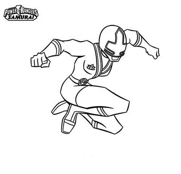 Ranger Yellow Jumping In Power Rangers Samurai Coloring Page : Color Luna