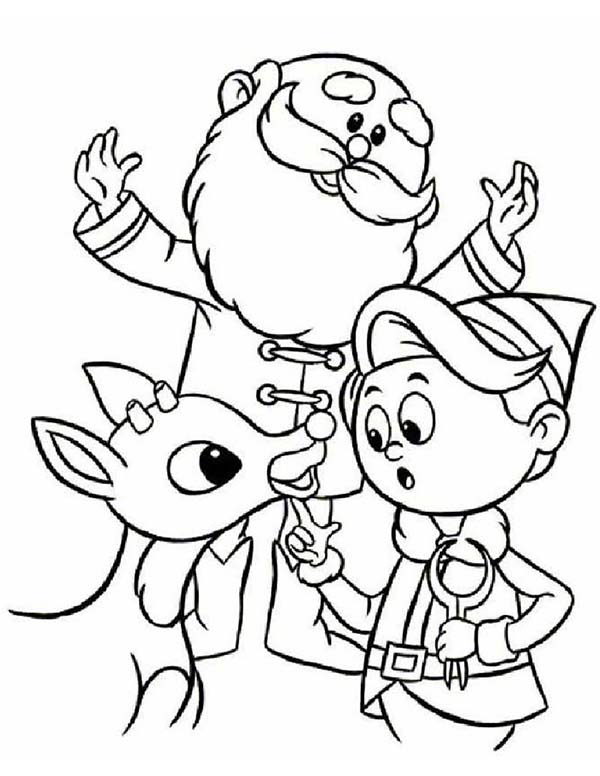 Rudolph, : Rudolph Santa and Hermey Talking Coloring Page
