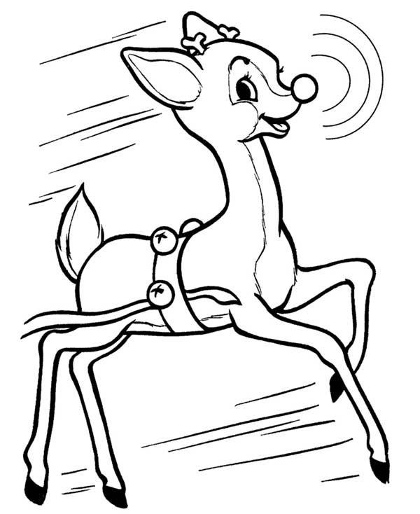 Rudolph, : Rudolph the Red Nosed Reindeer Happy Face Coloring Page