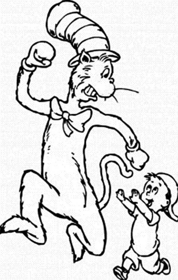 The Cat in the Hat, : Sallys Brother Chasing the Cat in the Hat Coloring Page