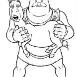 Shrek, Shrek Carrying Donkey Coloring Page: Shrek Carrying Donkey Coloring Page