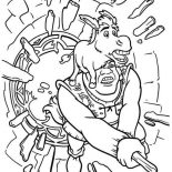 Shrek, Shrek And Donkey Break Through Glass Window Coloring Page: Shrek and Donkey Break Through Glass Window Coloring Page