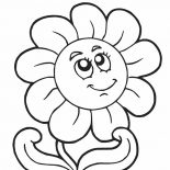 Spring Flower, Smiling Spring Flower Coloring Page: Smiling Spring Flower Coloring Page