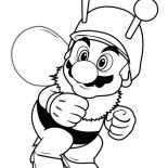 Mario Brothers, Super Mario Brothers Wearing Bee Costume Coloring Page: Super Mario Brothers Wearing Bee Costume Coloring Page