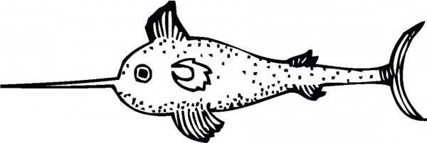 Swordfish, : Swordfish with Sharp Bill Coloring Page