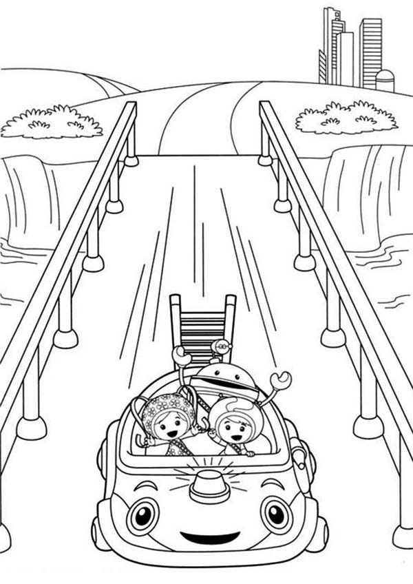 Team Umizoomi, : Team Umizoomi Ride Umi the Car Out of Town Coloring Page