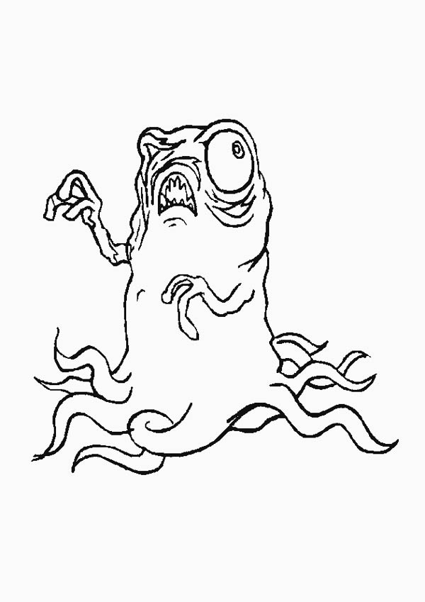 Monsters, : Terrifying Monster Coloring Page