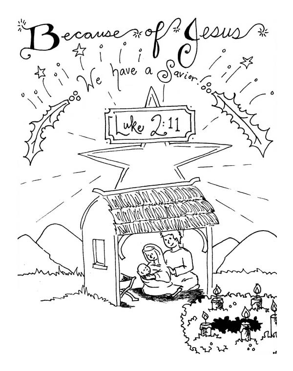 Nativity, : The Born of Saviour in Nativity Coloring Page