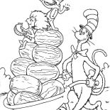 The Cat in the Hat, The Cat In The Hat With Thing One And Thing Two Harvest Watermelon Coloring Page: The Cat in the Hat with Thing One and Thing Two Harvest Watermelon Coloring Page