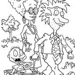 Rugrats, Tommy Walking Around With His Parents In Rugrats Coloring Page: Tommy Walking Around with His Parents in Rugrats Coloring Page