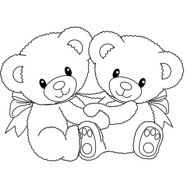 Teddy Bear, : Two Little Teddy Bear Coloring Page