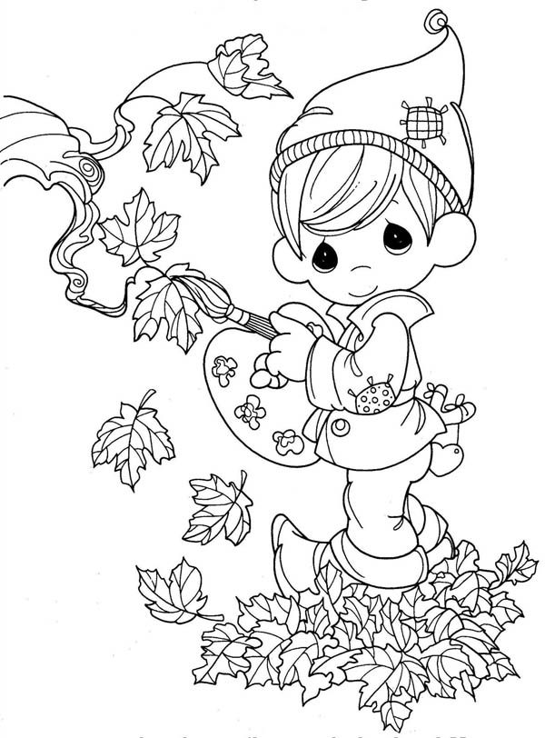 Autumn, : Fairy Boy in in Autumn Season Coloring Page
