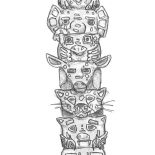 Native American Day, Native American Totem From Giant Cedar Tree On Native American Day Coloring Page: Native American Totem from Giant Cedar Tree on Native American Day Coloring Page